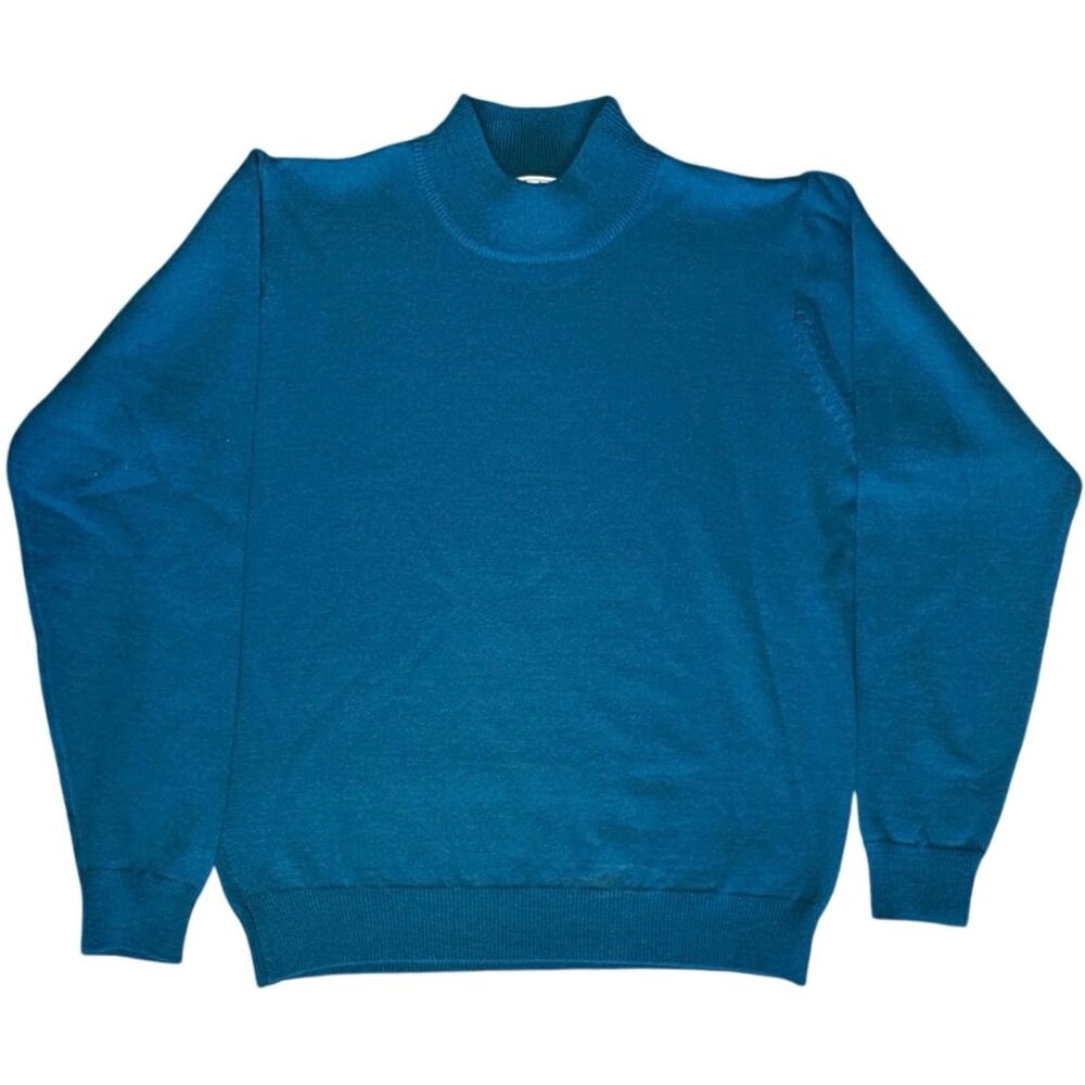 Vintage Talbots Merino Wool Sweater Women's Size Small Teal Mock Neck Pullover